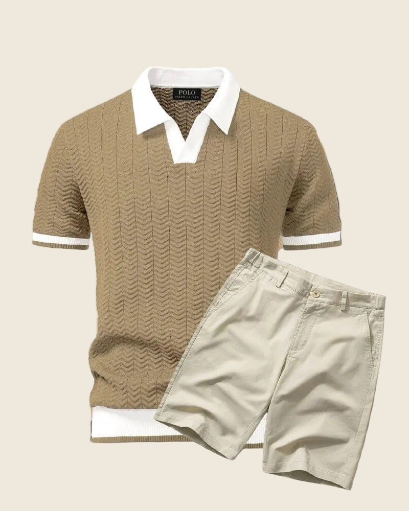 Men's Old Money Polo Shirt & Shorts Set, alternate angle 1