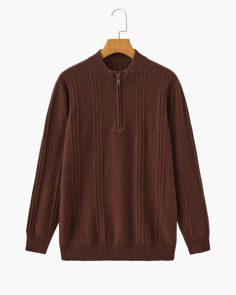 Men's 100% Cashmere Ribbed Half-Zip Jumper, alternate angle 8