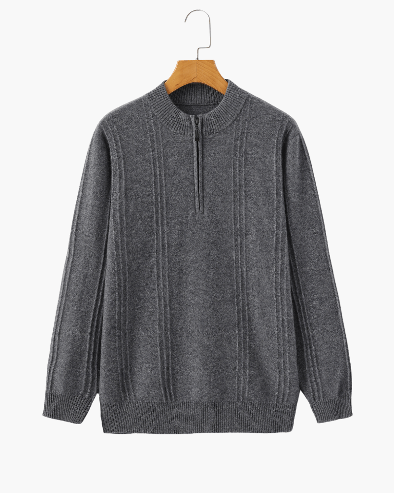 Men's 100% Cashmere Ribbed Half-Zip Jumper, alternate angle 9