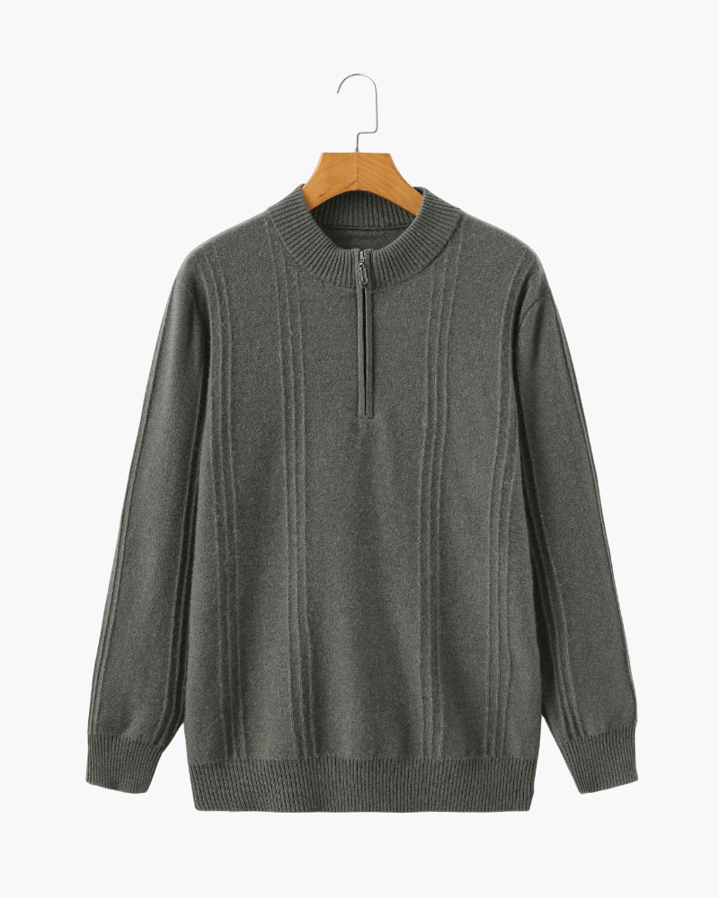Men's 100% Cashmere Ribbed Half-Zip Jumper, alternate angle 10
