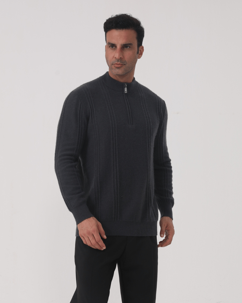 Men's 100% Cashmere Ribbed Half-Zip Jumper, alternate angle 4