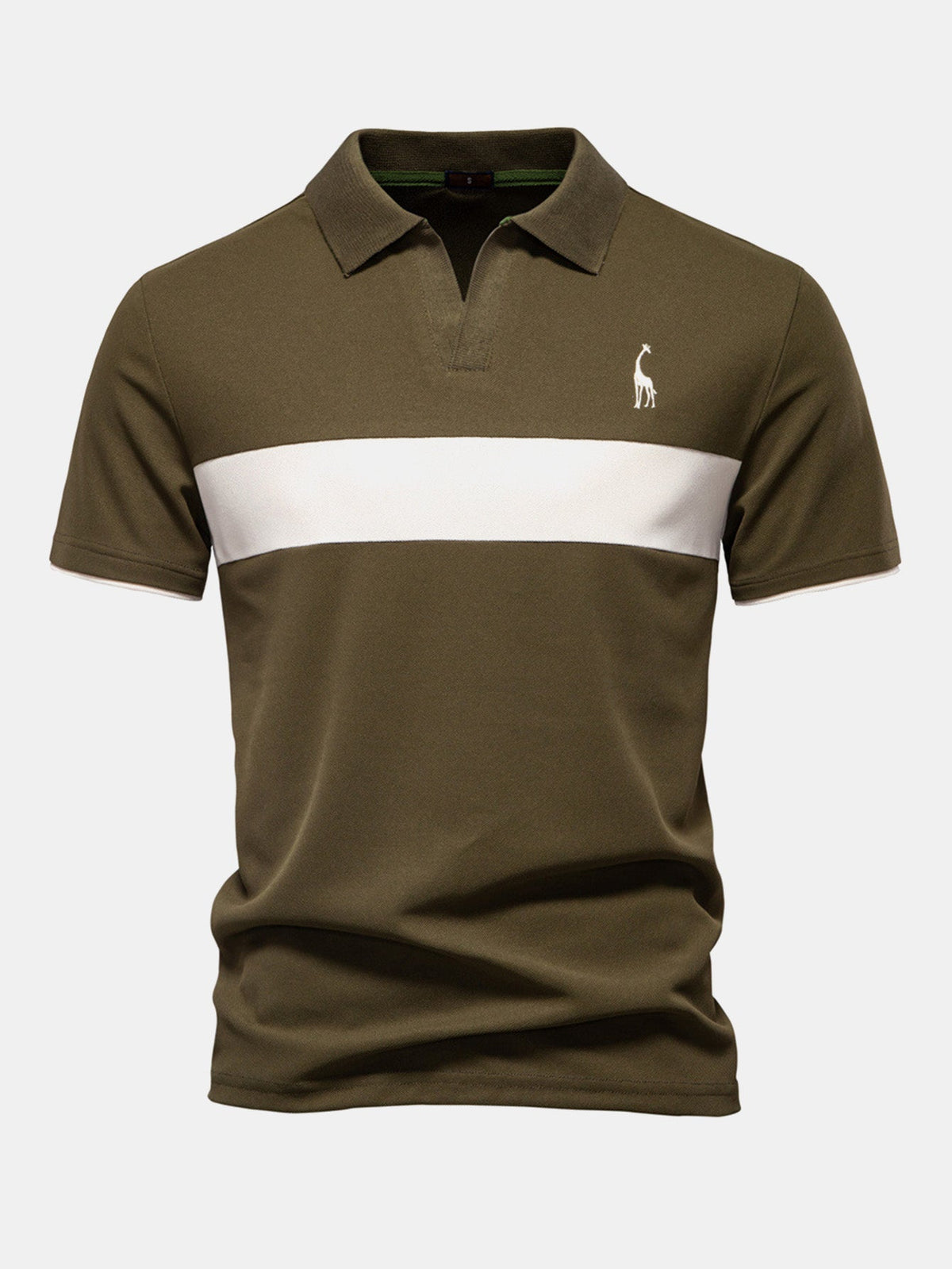 Men's Contrast Pique V-Neck Polo Shirt, alternate angle 5