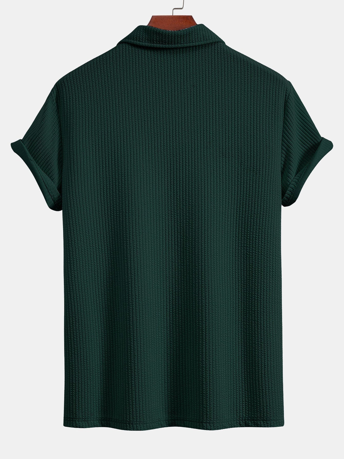 Men's Textured V-Neck Polo & Shorts Set, alternate angle 8