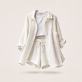 Riviera Women's Crinkle Shirt & Shorts Co-Ord photographed for Eaton Row Co.