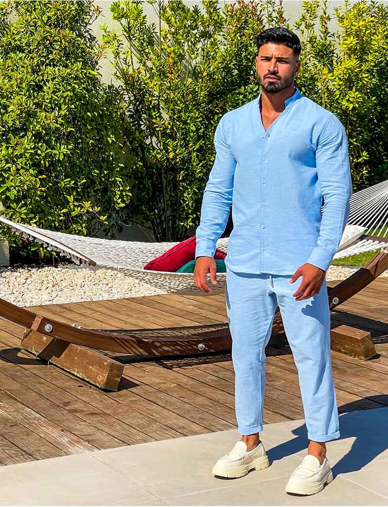 Theo Men's Linen Co-Ord Set, alternate angle 6