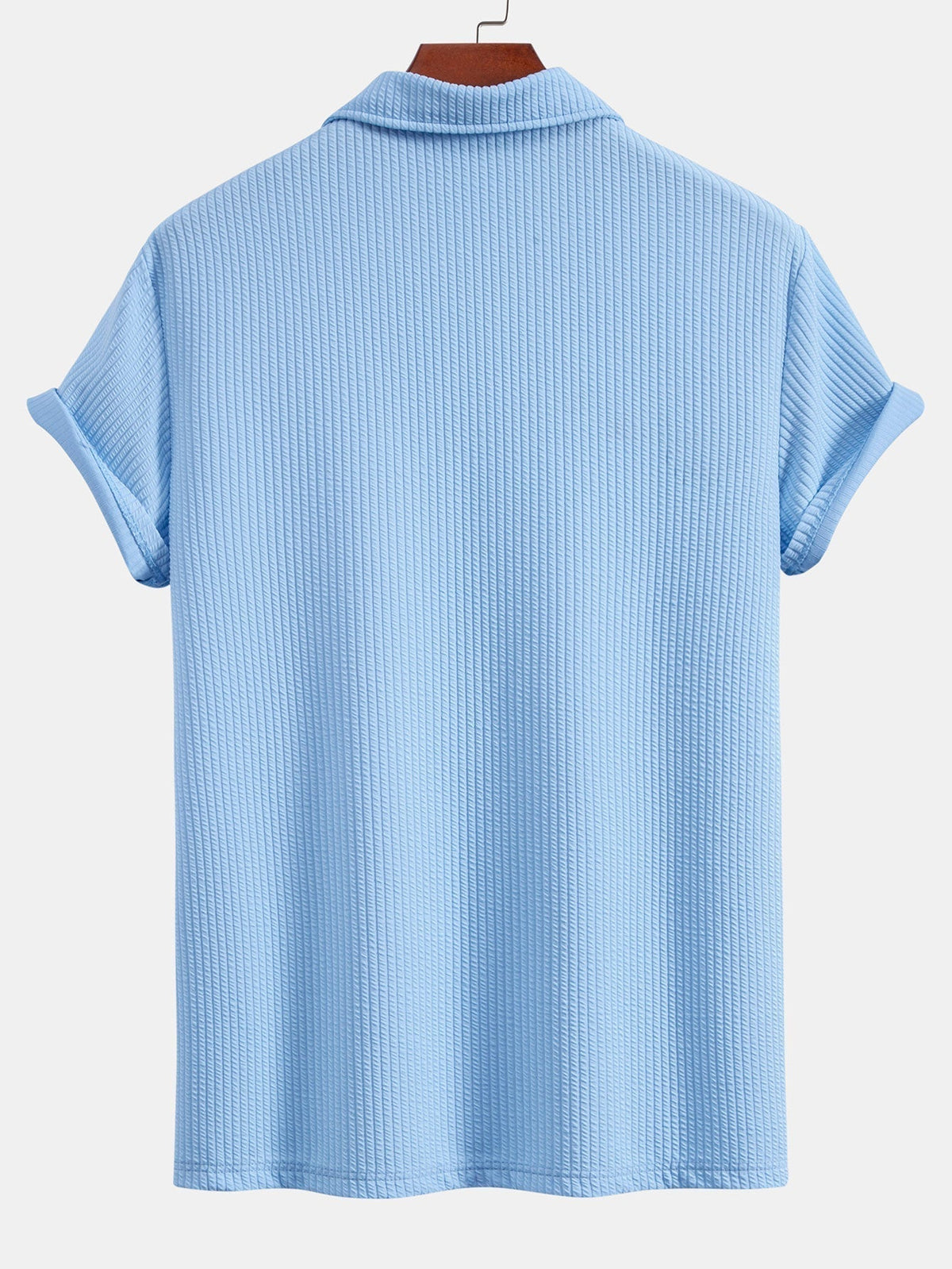 Men's Textured V-Neck Polo & Trousers Set, alternate angle 6