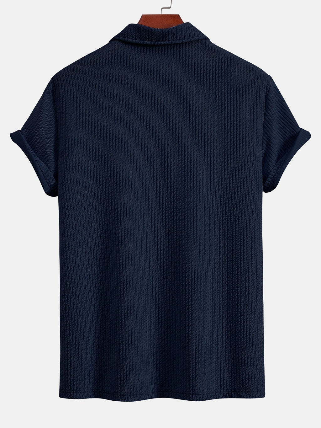 Men's Textured V-Neck Polo & Shorts Set, alternate angle 14