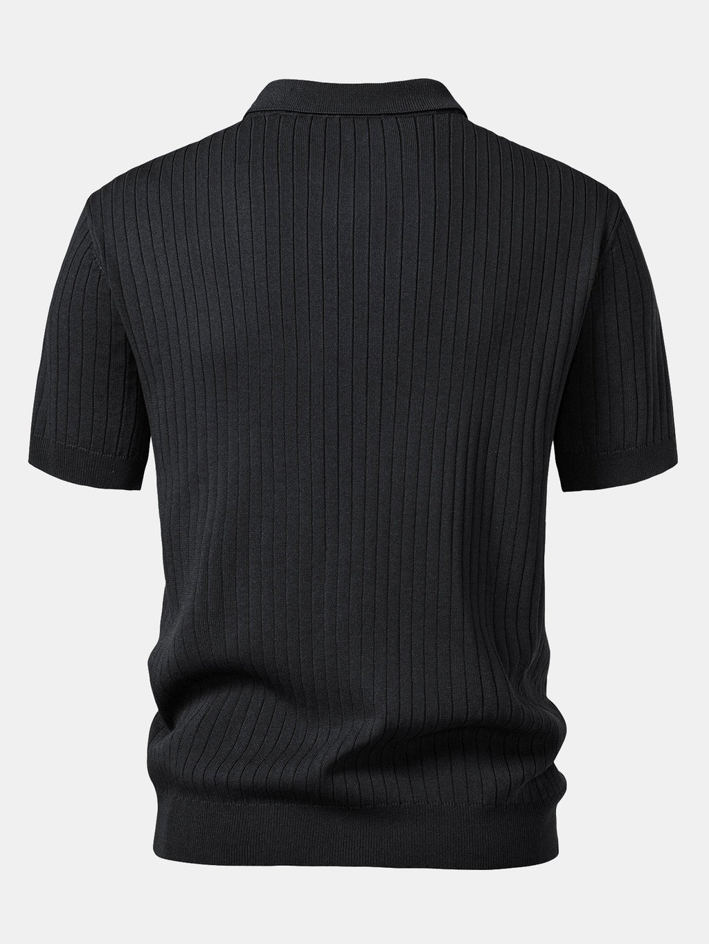Men's Striped V-Neck Knit Polo Shirt, alternate angle 7