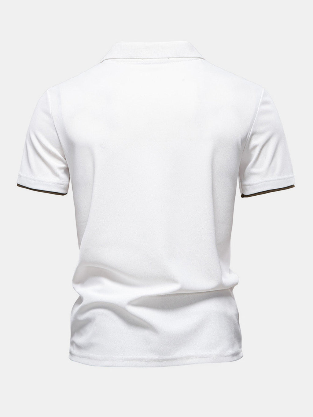 Men's Contrast Pique V-Neck Polo Shirt, alternate angle 1