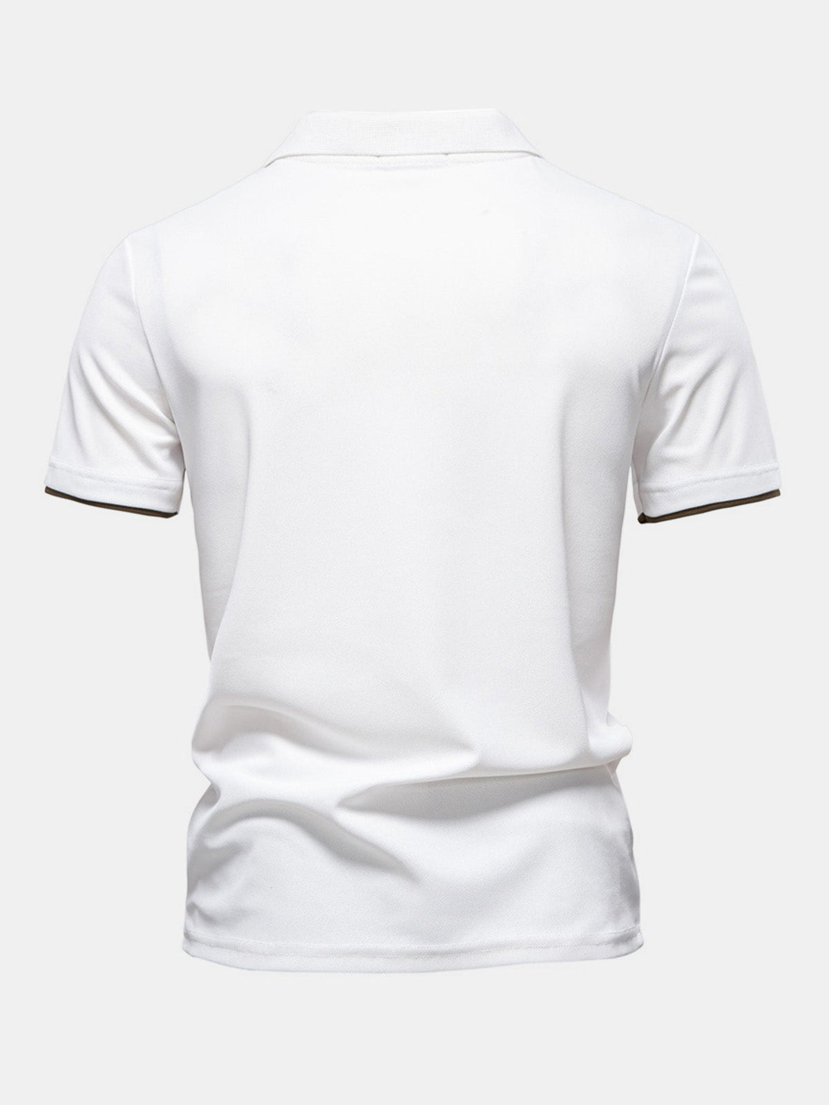 Men's Contrast Pique V-Neck Polo Shirt, alternate angle 1