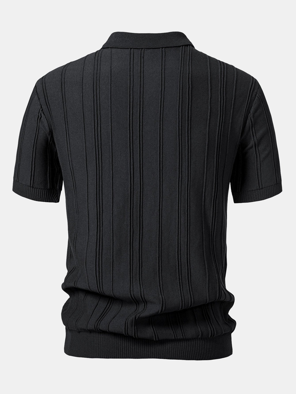 Men's Striped Jacquard Knit Zip Polo Shirt, alternate angle 5