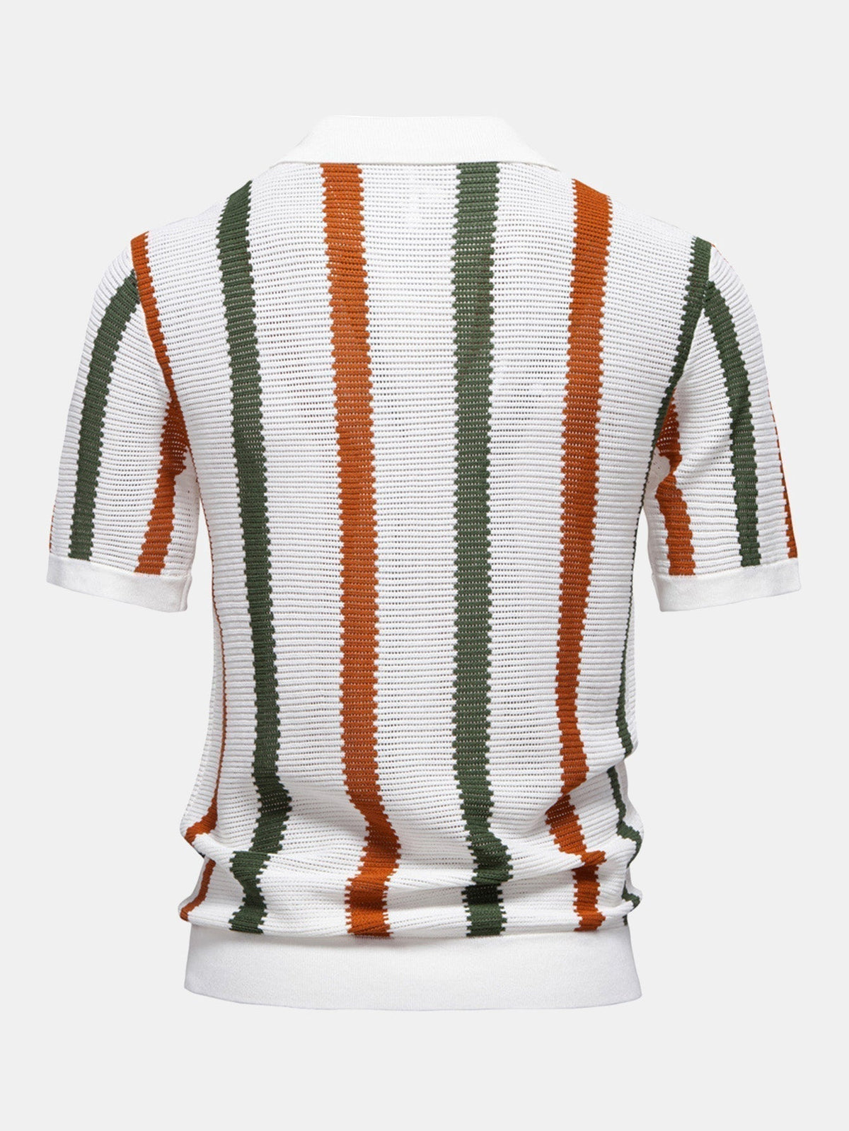 Men's Contrast Stripe V-Neck Knit Polo Shirt, alternate angle 1