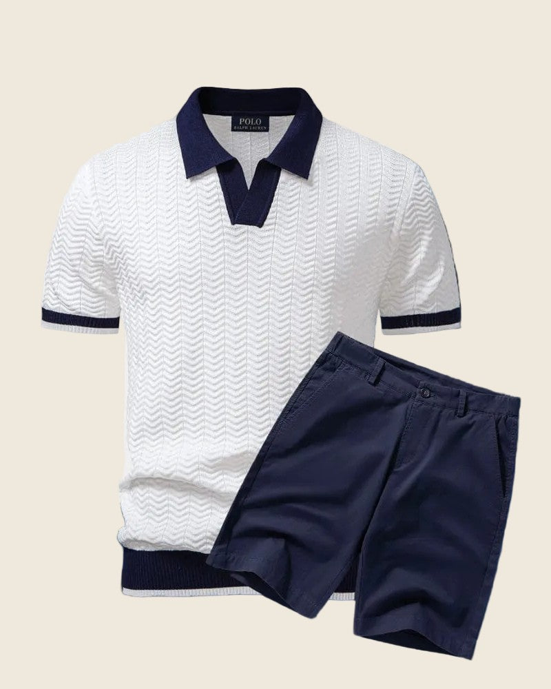 Men's Old Money Polo Shirt & Shorts Set, alternate angle 2
