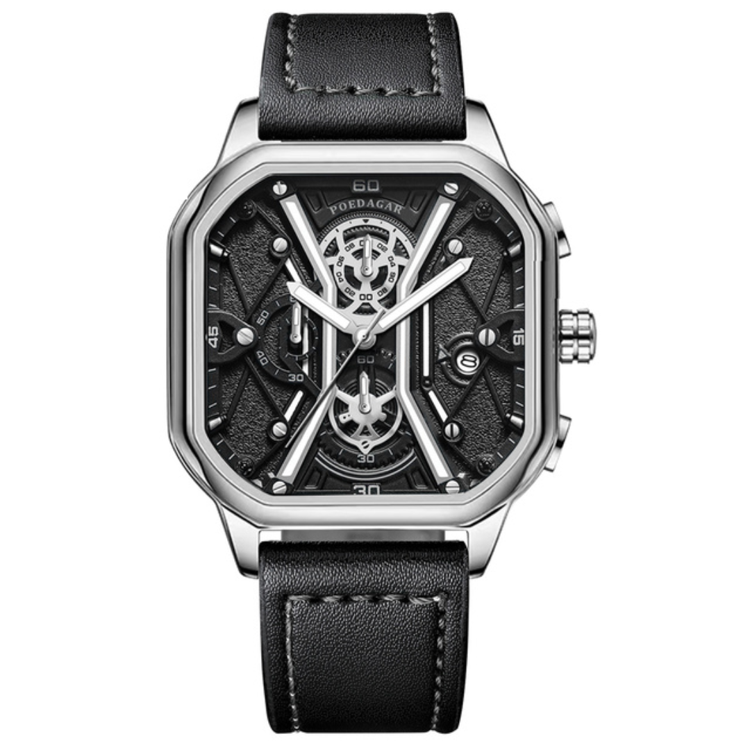 Regal Elegance Men's Leather Strap Watch, alternate angle 2