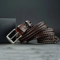 Men's Handcrafted Braided Leather Belt photographed for Eaton Row Co.
