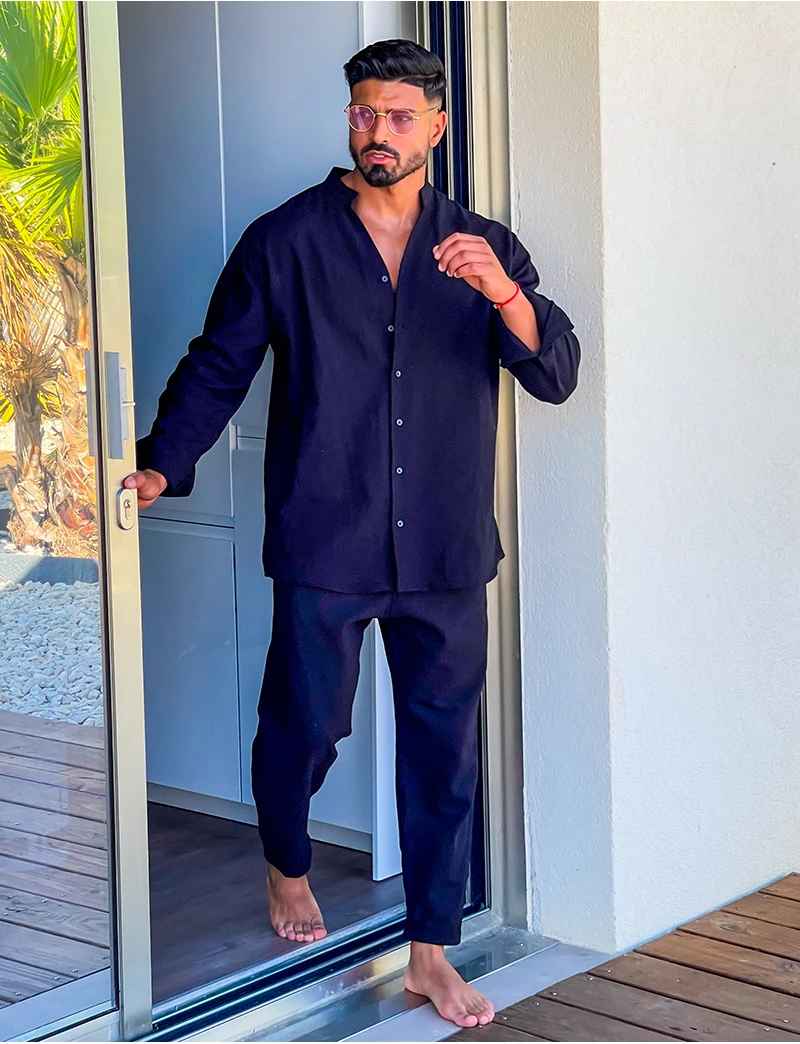 Theo Men's Linen Co-Ord Set, alternate angle 3