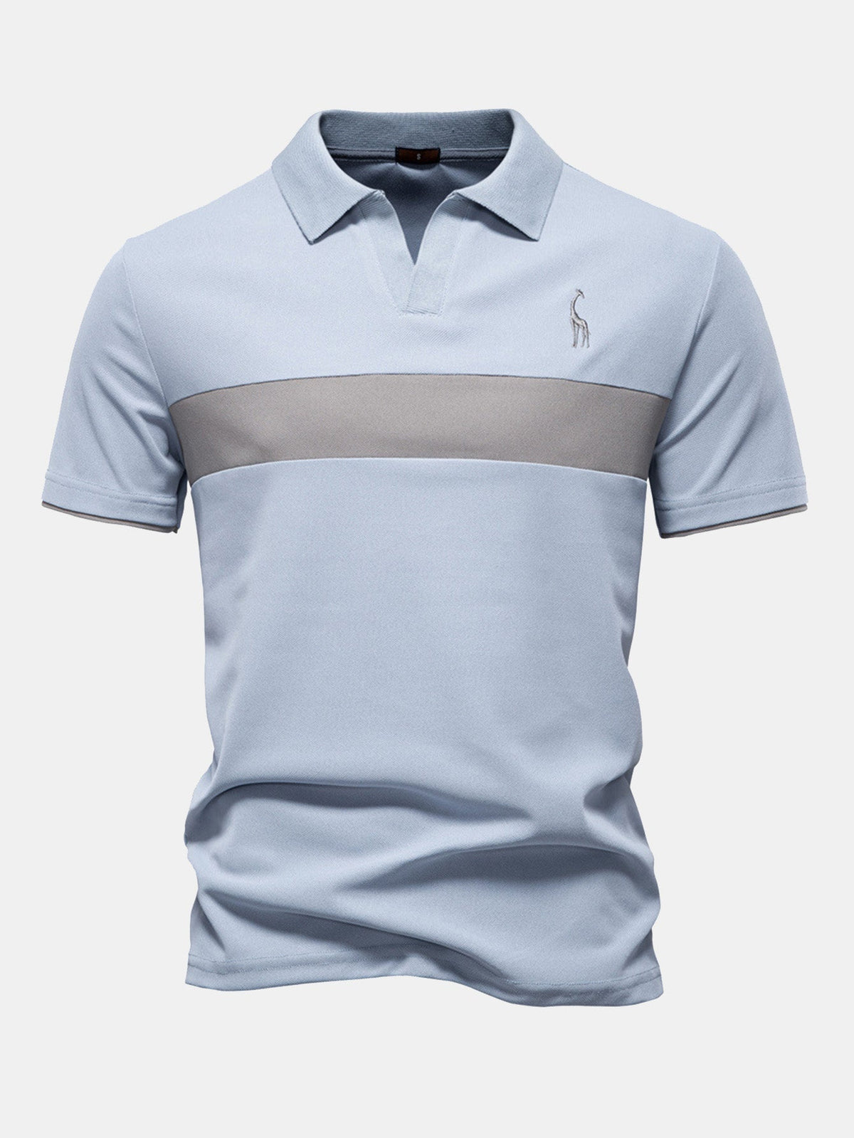 Men's Contrast Pique V-Neck Polo Shirt, alternate angle 6
