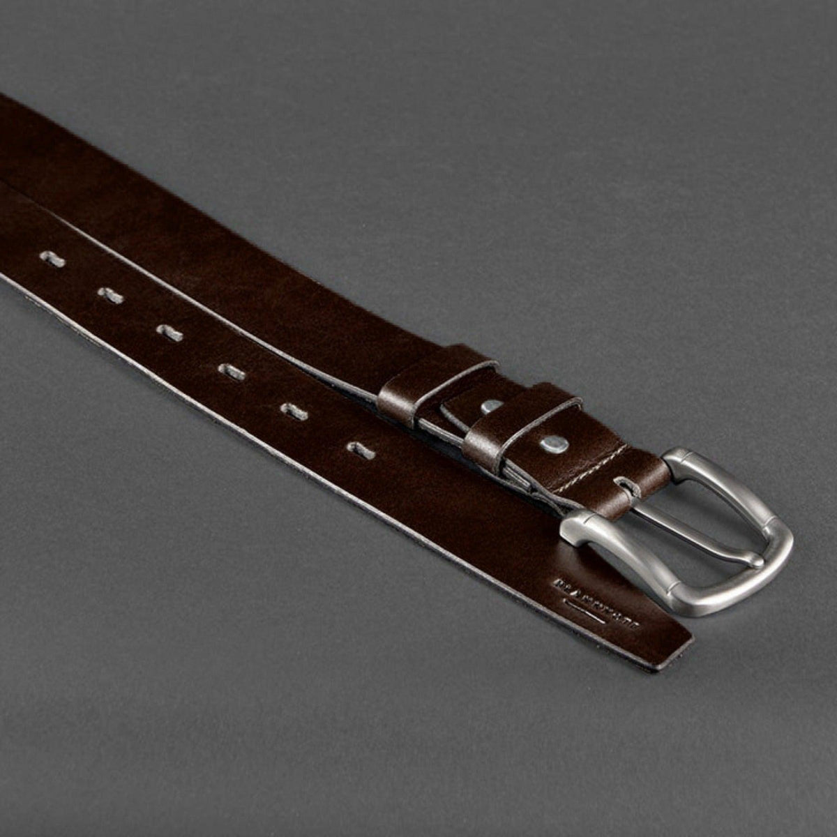 Men's Handmade Brown Leather Jeans Belt, alternate angle 3