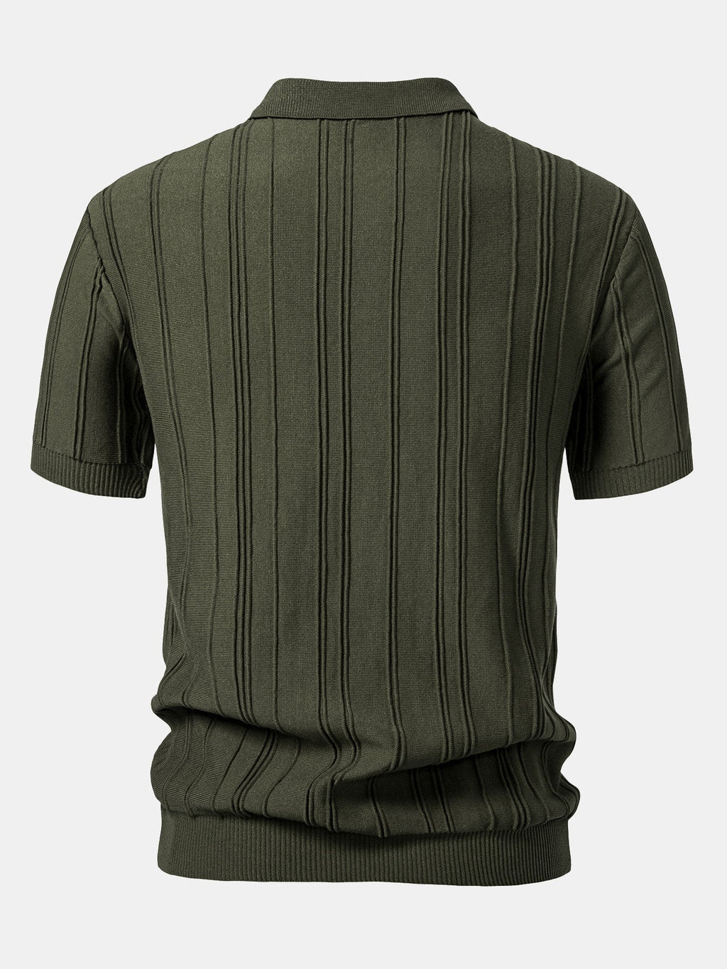 Men's Striped Jacquard Knit Zip Polo Shirt, alternate angle 3