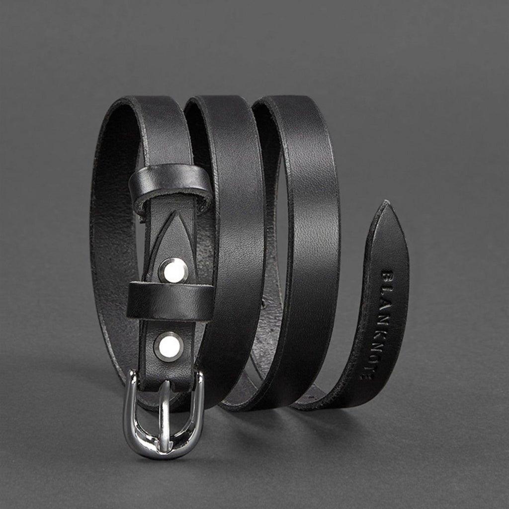 Handmade Narrow Leather Belt, alternate angle 2