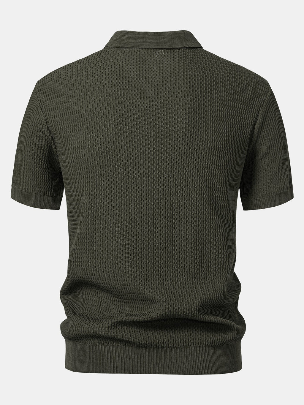 Men's Wave Jacquard Knit V-Neck Polo Shirt, alternate angle 5