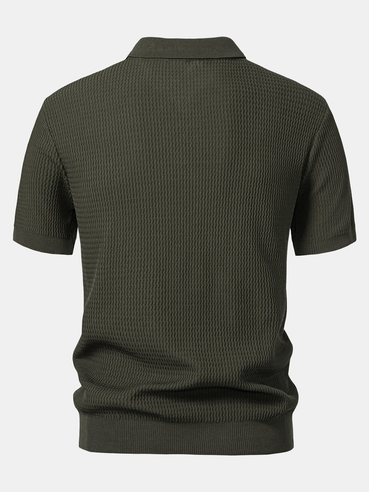 Men's Wave Jacquard Knit V-Neck Polo Shirt, alternate angle 5
