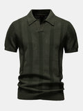 Men's Striped Hollow Knit V-Neck Polo Shirt photographed for Eaton Row Co.