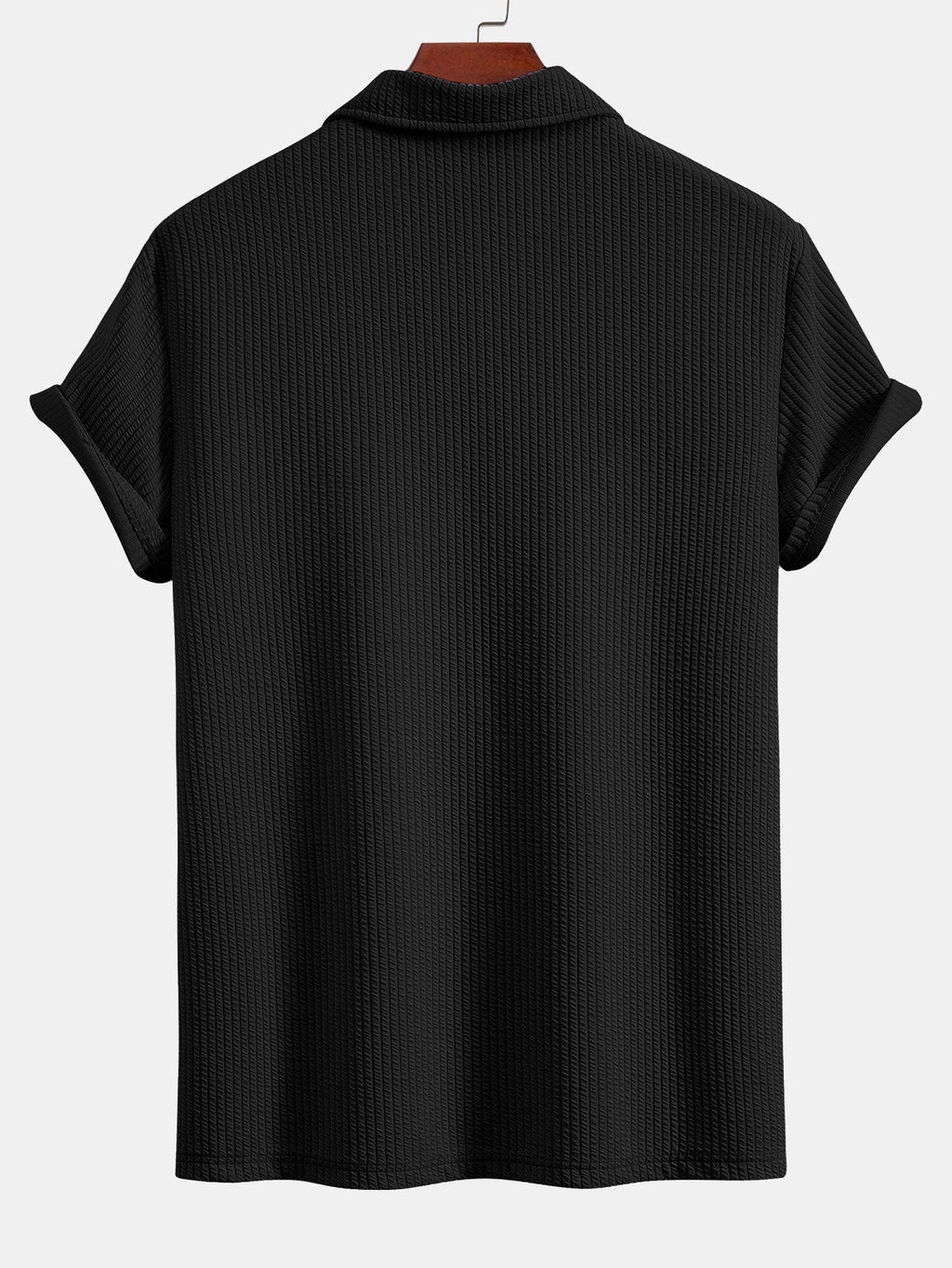 Men's Textured V-Neck Polo & Shorts Set, alternate angle 10
