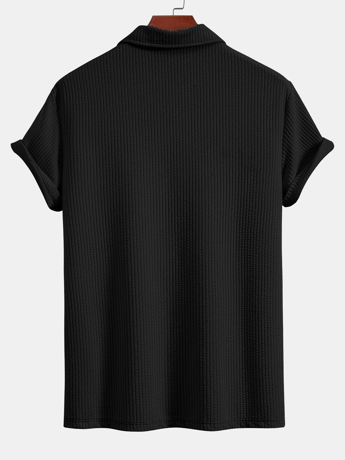 Men's Textured V-Neck Polo & Shorts Set, alternate angle 10