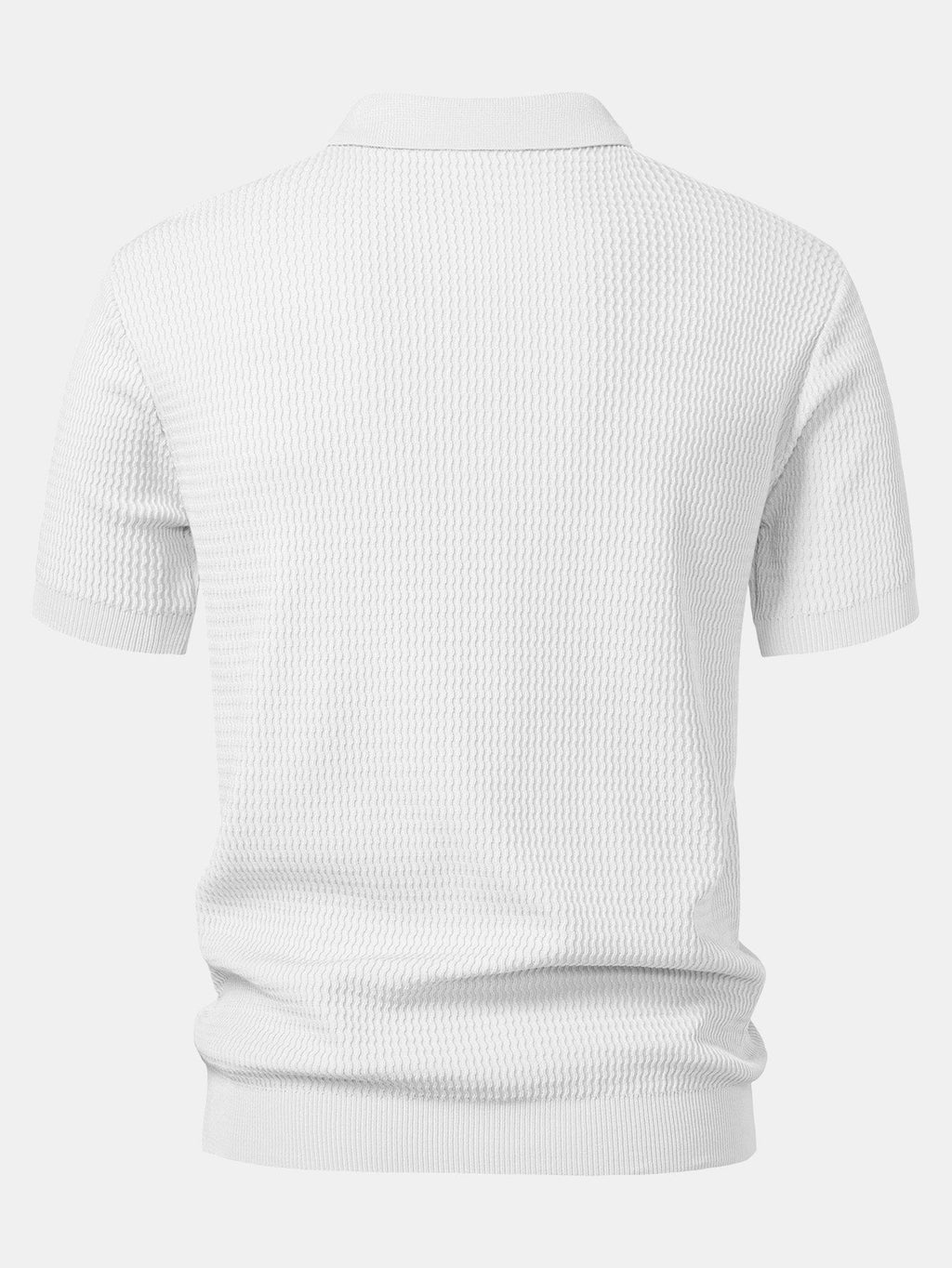 Men's Wave Jacquard Knit V-Neck Polo Shirt, alternate angle 9