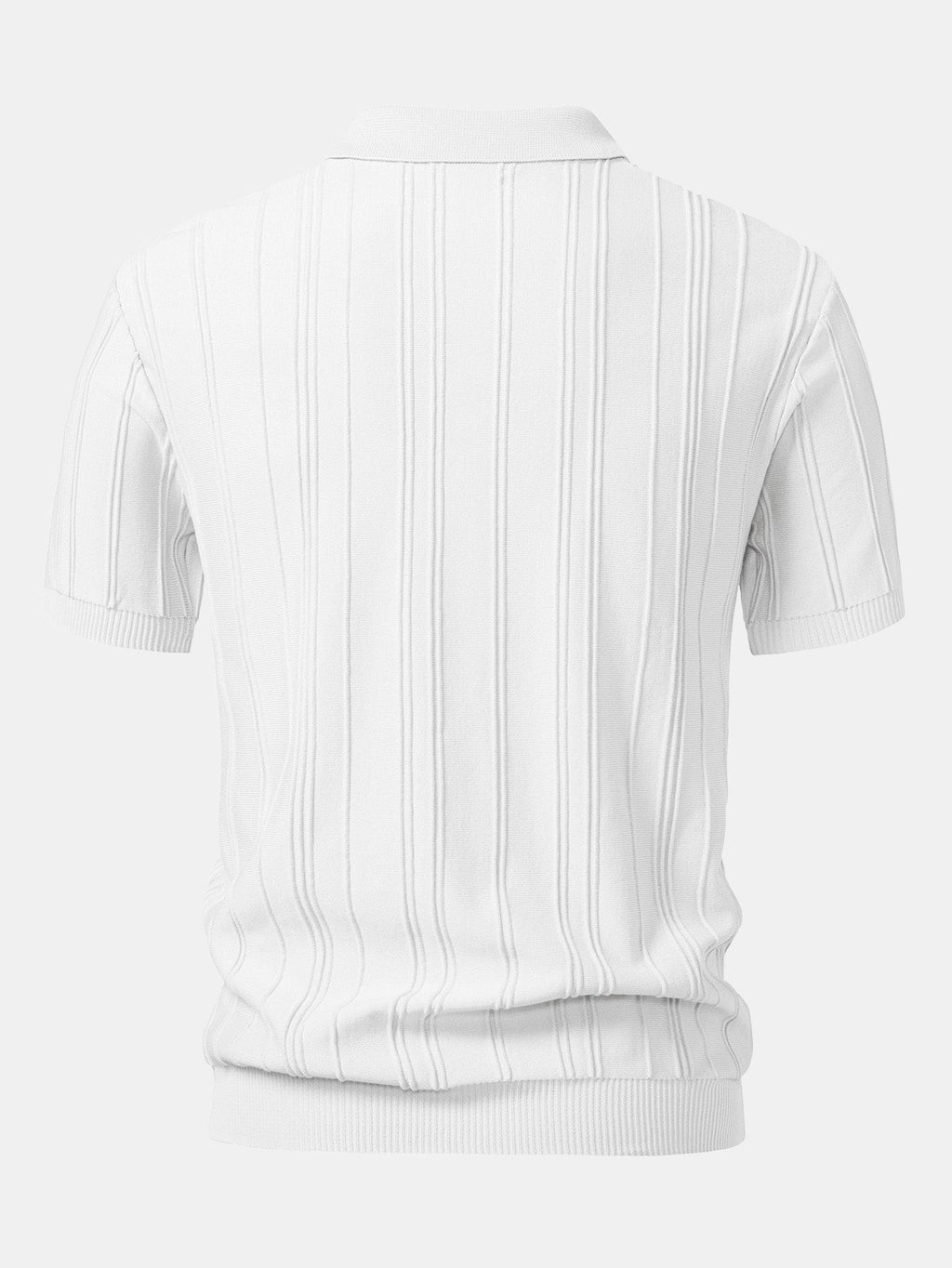 Men's Striped Jacquard Knit Zip Polo Shirt, alternate angle 9