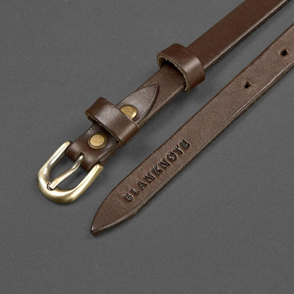 Handmade Narrow Leather Belt, alternate angle 6