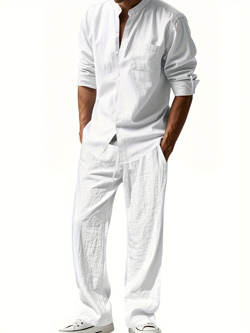Owen Men's Casual Linen Set, alternate angle 2