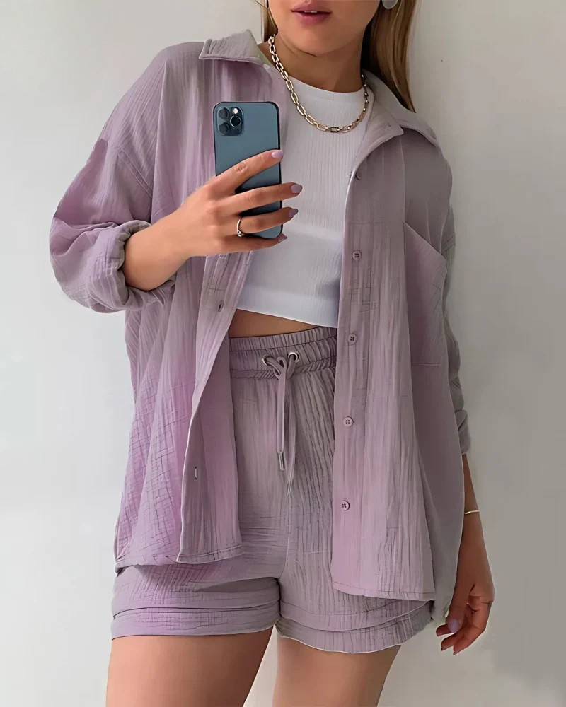 Riviera Women's Crinkle Shirt & Shorts Co-Ord, alternate angle 4