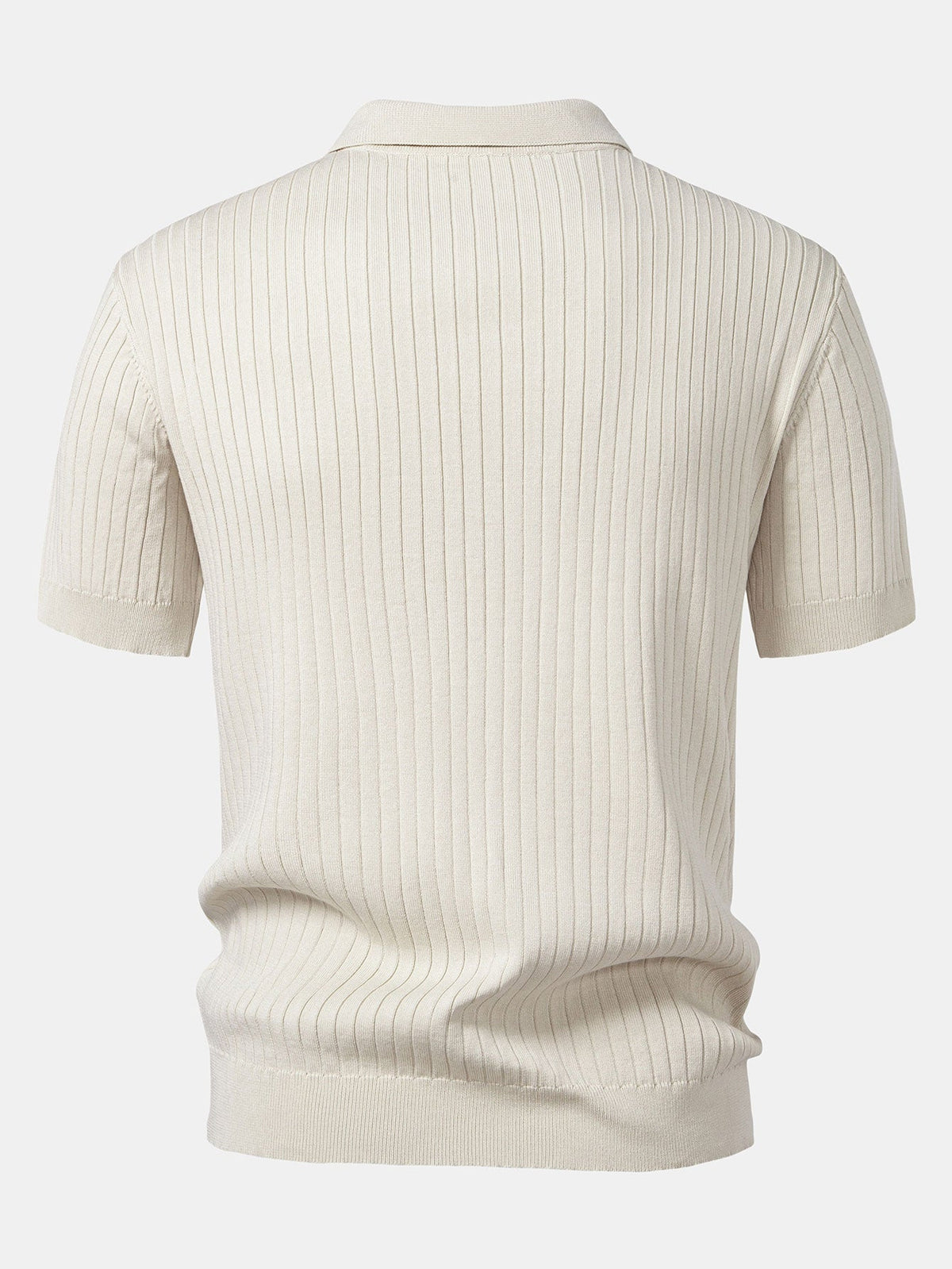 Men's Striped V-Neck Knit Polo Shirt, alternate angle 5