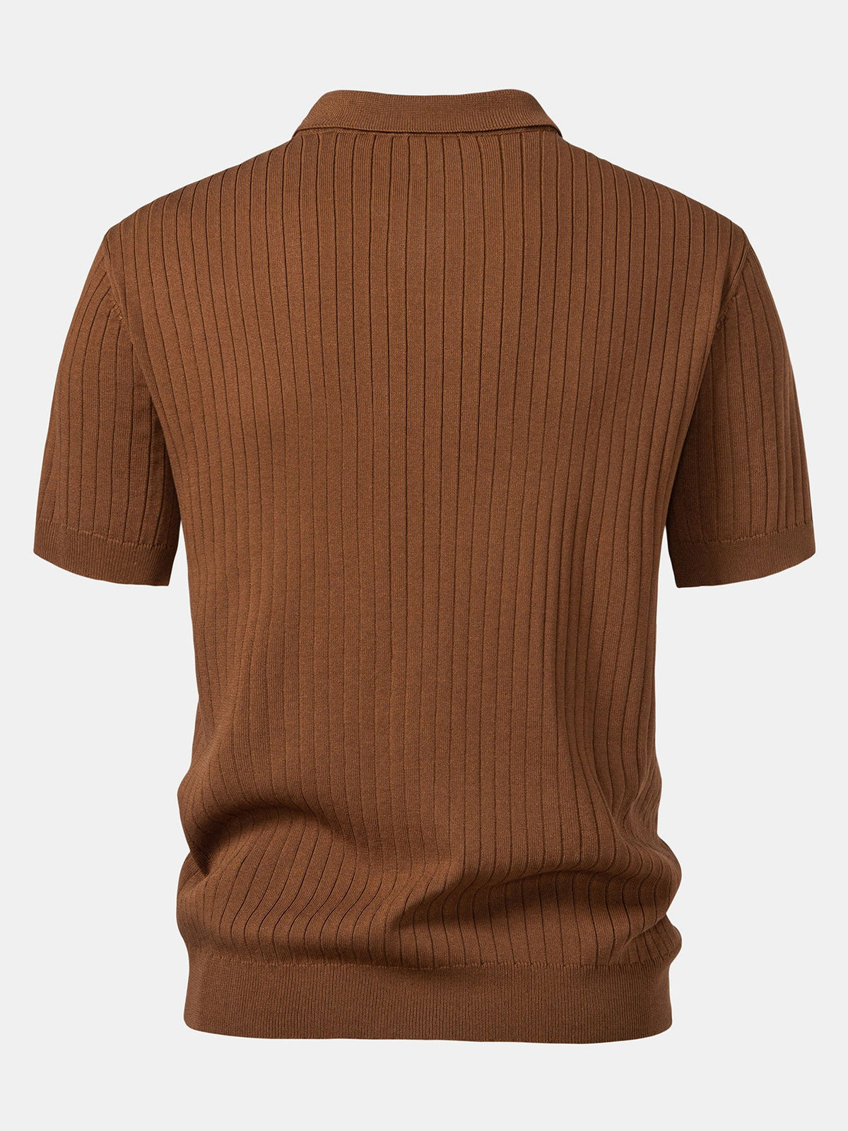 Men's Striped V-Neck Knit Polo Shirt, alternate angle 1
