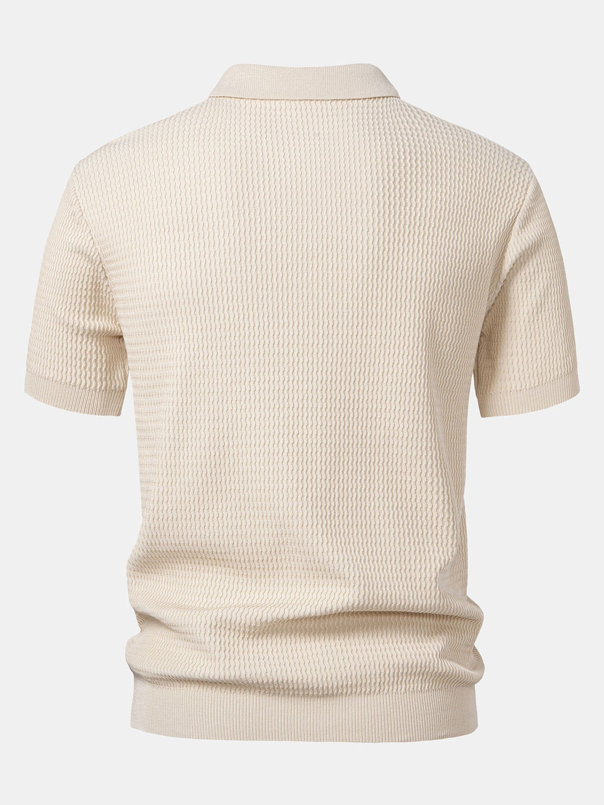 Men's Wave Jacquard Knit V-Neck Polo Shirt, alternate angle 1