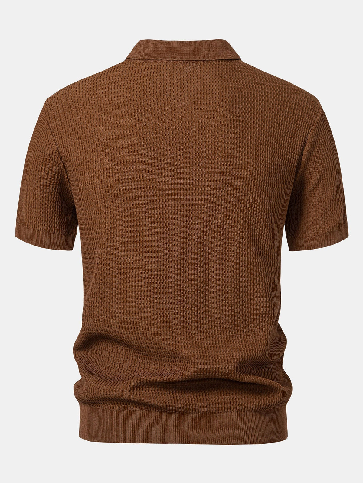 Men's Wave Jacquard Knit V-Neck Polo Shirt, alternate angle 7