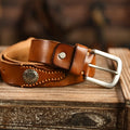 Men's Handcrafted Leather Western Belt photographed for Eaton Row Co.