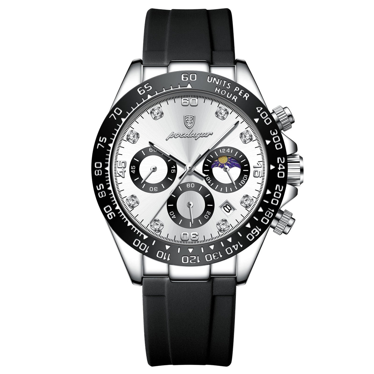 Men's Chronograph Phase Date Steel Watch, alternate angle 1