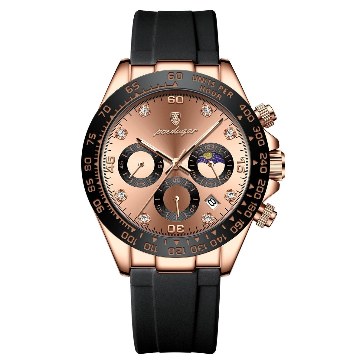 Men's Chronograph Phase Date Steel Watch, alternate angle 3