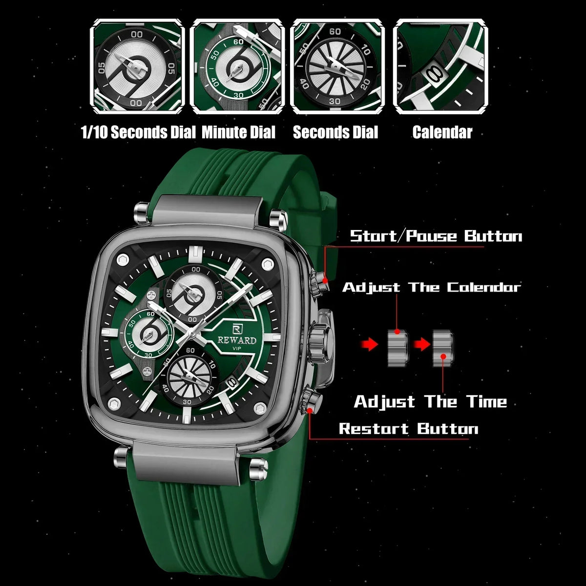 Men's 44mm Sports Chronograph Watch, alternate angle 2