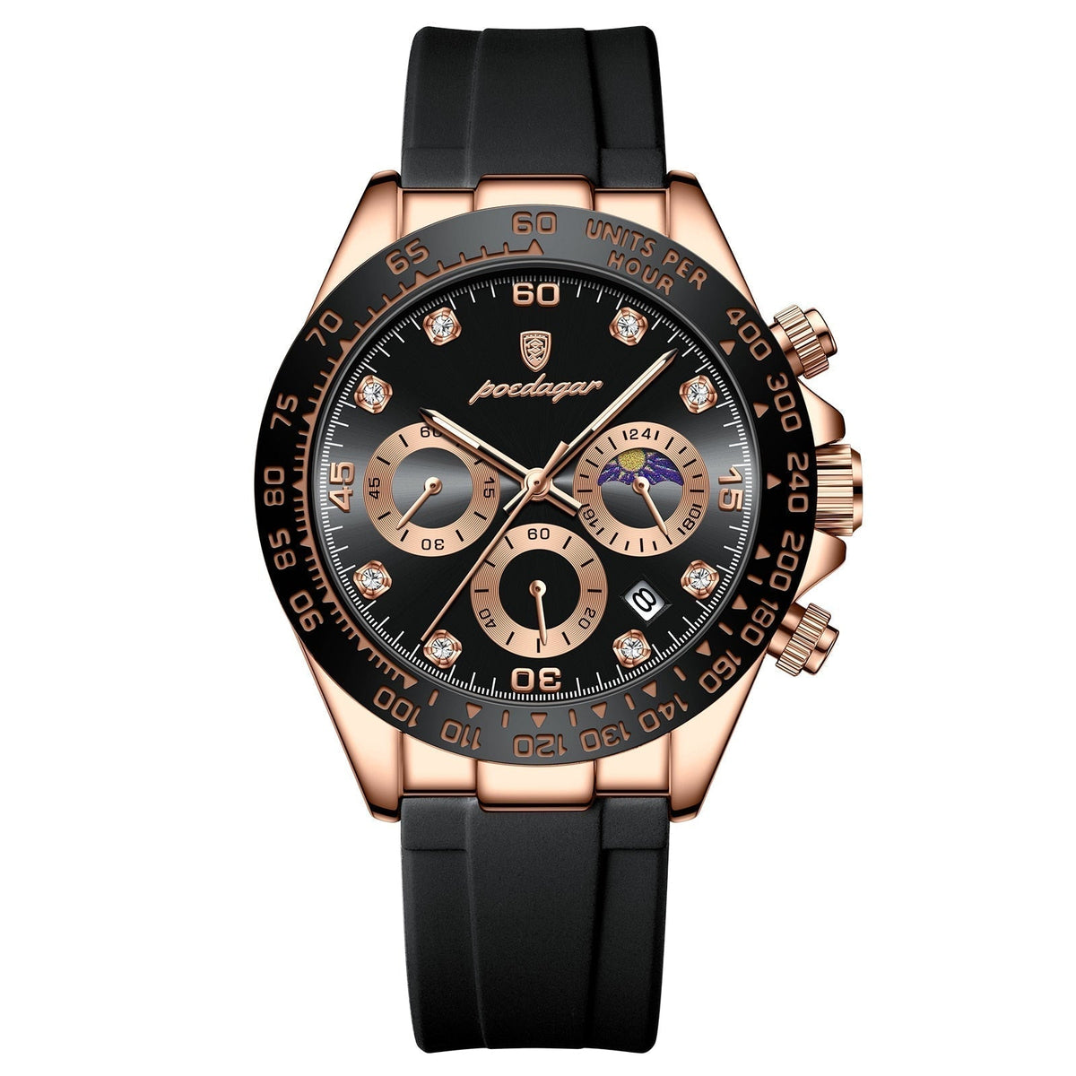 Men's Chronograph Phase Date Steel Watch, alternate angle 2
