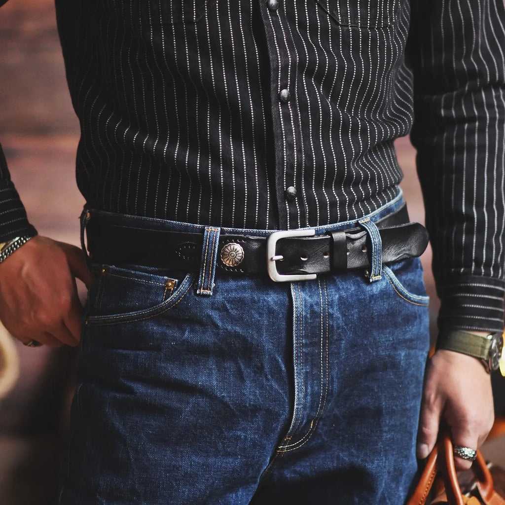 Men's Handcrafted Leather Western Belt, alternate angle 5
