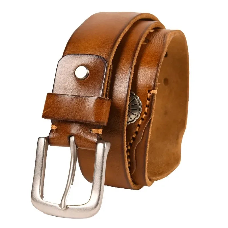 Men's Handcrafted Leather Western Belt, alternate angle 7