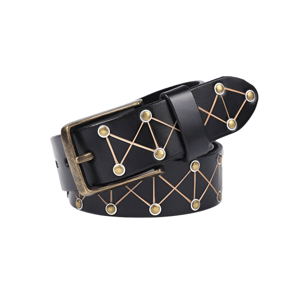 Jora Men's Textured Rivet Leather Belt, alternate angle 3