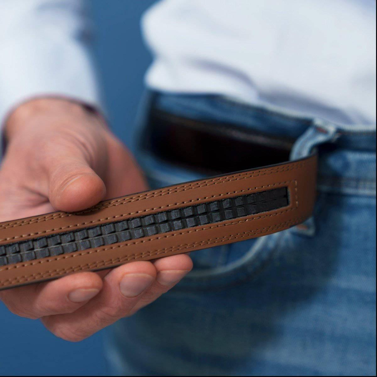 Winston Men's Automatic Buckle Leather Belt, alternate angle 6