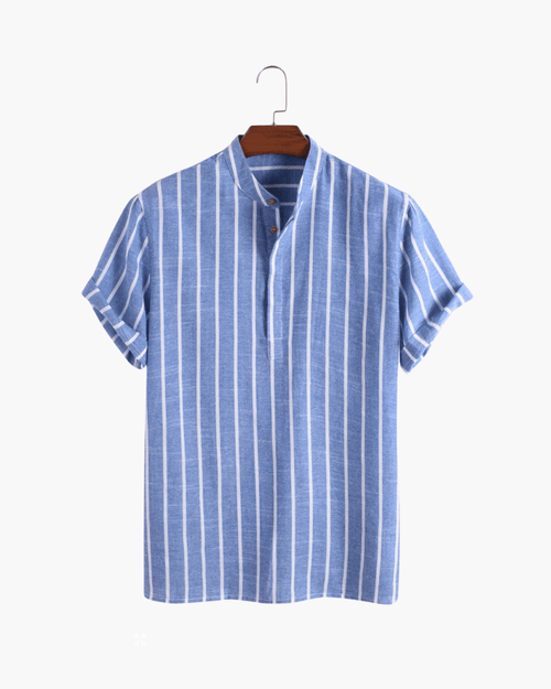 Bari Men's Organic Cotton Sailor Polo Shirt photographed for Eaton Row Co.