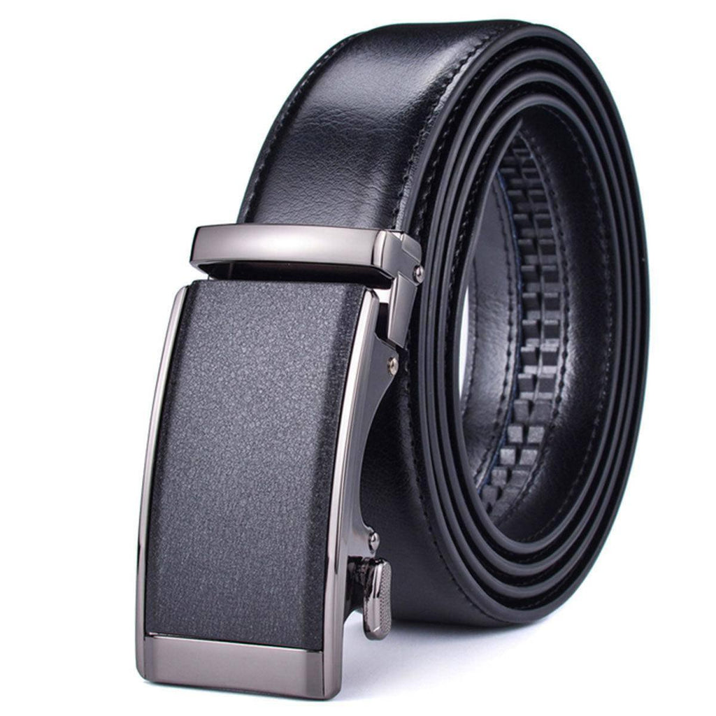 Camaro Men's Black Leather Suit Belt photographed for Eaton Row Co.