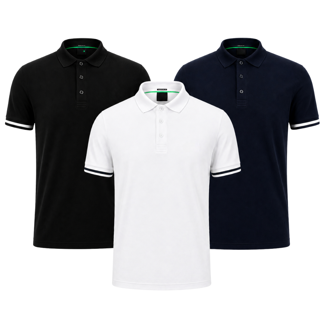 Men's All-Occasion Polo Shirts – 3-Pack photographed for Eaton Row Co.